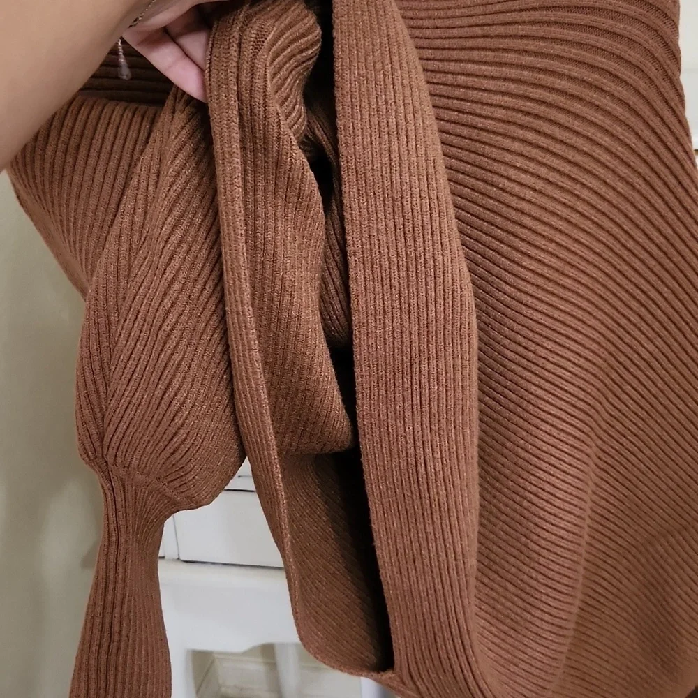 Batwing Chocolate Mocha Color Sweater Size small Lagenlook Glam Y2k Cozy - Picture 7 of 10
